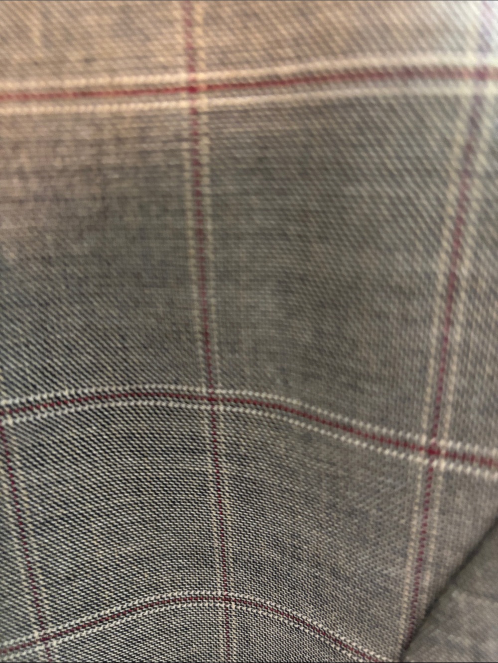 FRAME Women’s Plaid Windowpane Blazer L Gray Taupe Red Tailored - Picture 10 of 13
